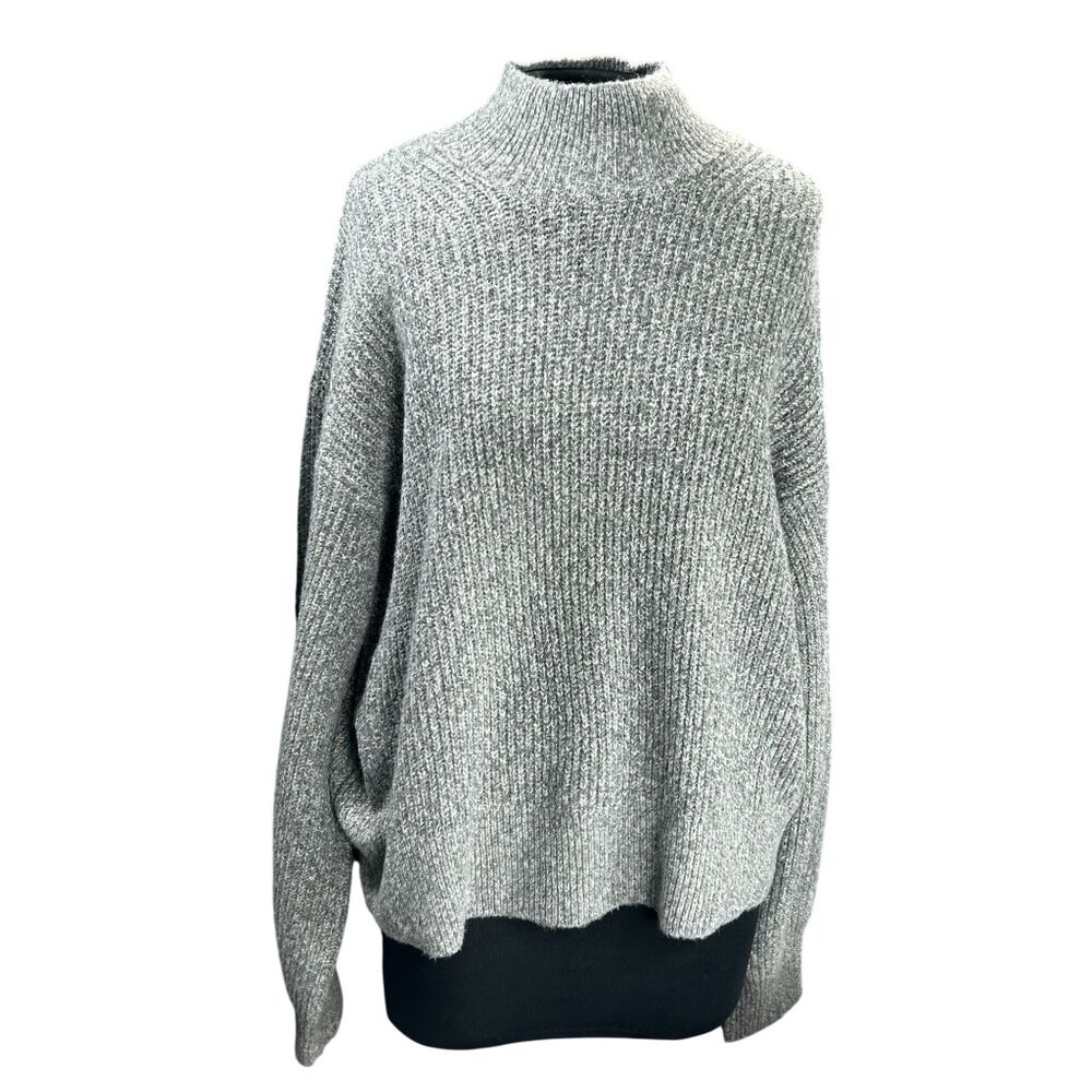 Oversized Gray Turtleneck Sweater XXL Ribbed Knit Design Long Sleeves Cozy Warm